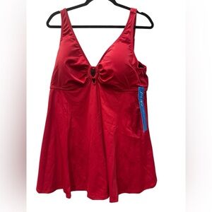 NWT Chic Red Swim Dress with Front Detail